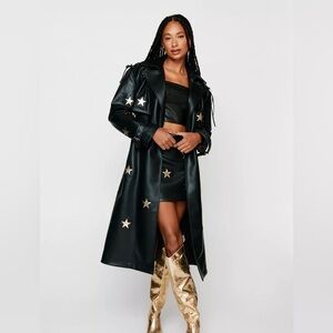 NWT Nasty Gal Premium Star Trench Coat